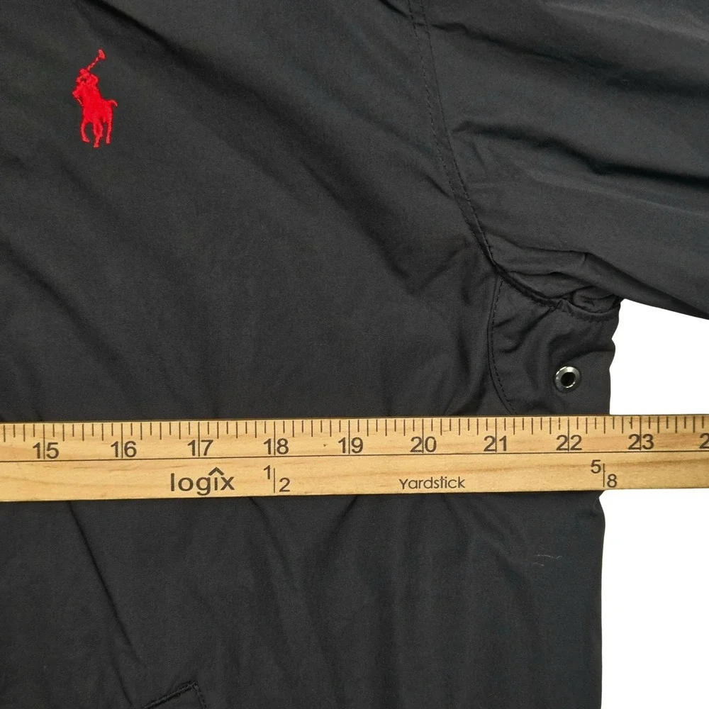 Vtg Polo‎ Ralph Lauren Jacket Fleece Lined Mens Large Black Removeable Hooded